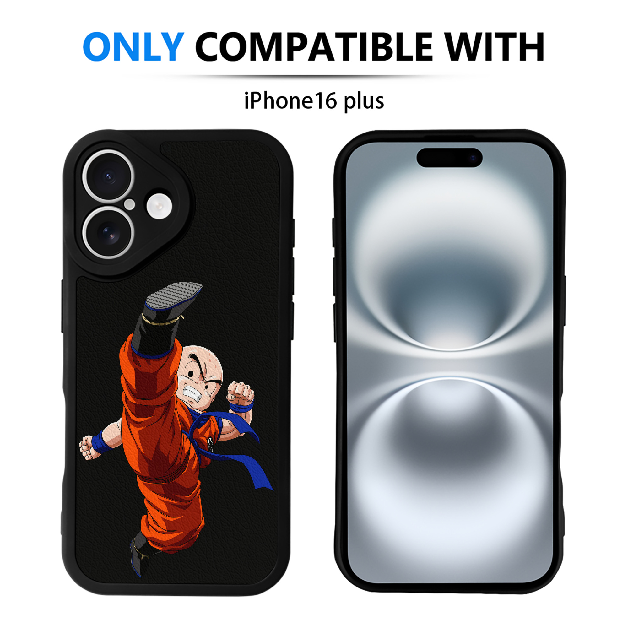 （画像用） ドラゴンボール クリリン DRAGON BALL krillin 【iPhone 16シリーズ対応】シリコンスマホケース（レザー調） 材質：シリコン